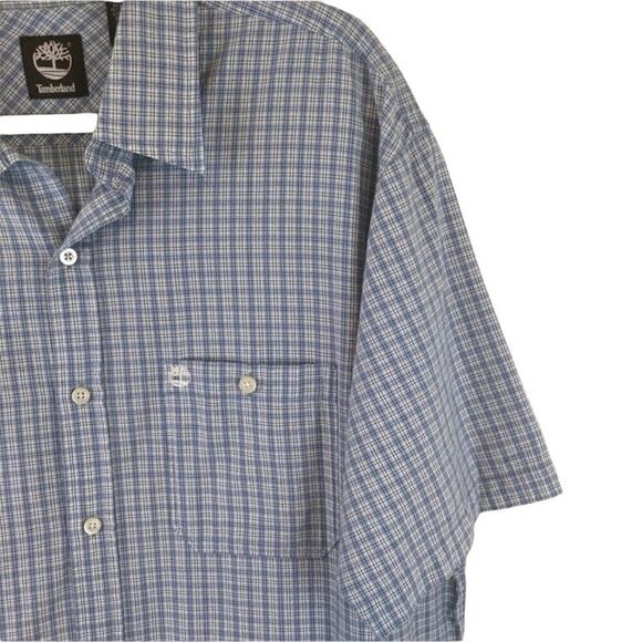 Timberland Blue and White Plaid Shirt Size Large - Picture 4 of 8